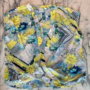 Soho Yellow and Blue Blouse Vibrant Top